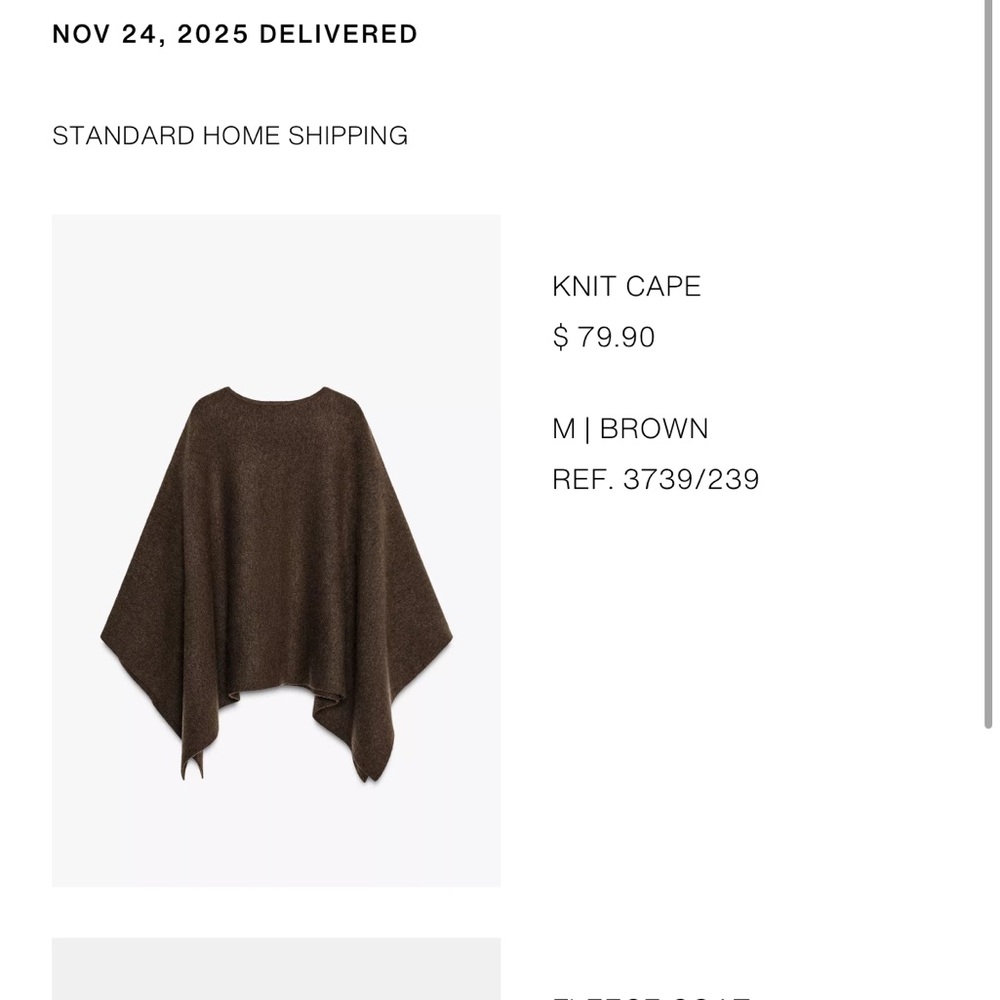 Zara Brown Knit Cape Sweater